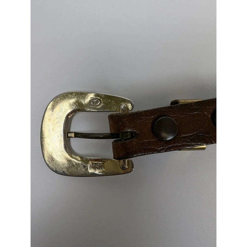 Men's Cognac Brown Genuine Harness Cowhide Leather Belt Made in USA Size 38/95